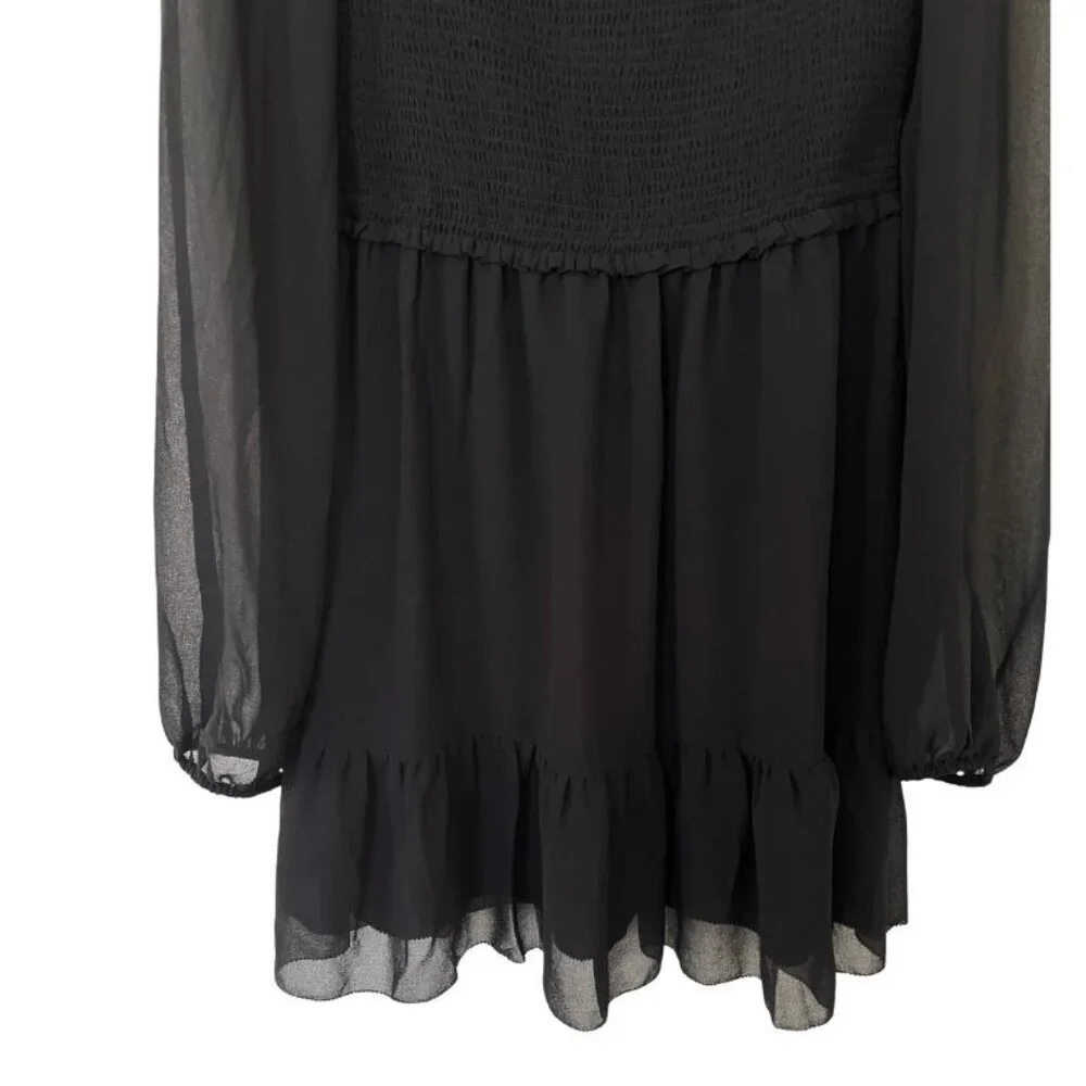 Aritzia Wilfred Tempest Black Mini Dress Sz M Babydoll Bohemian